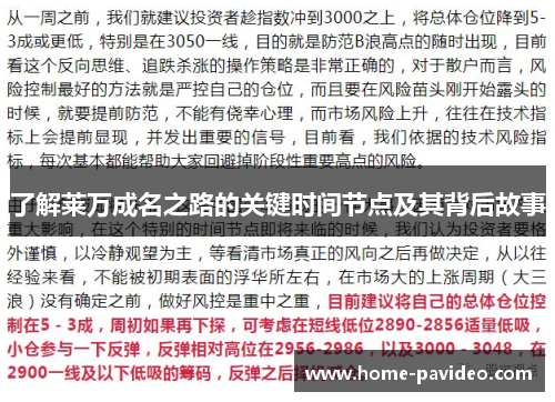 了解莱万成名之路的关键时间节点及其背后故事